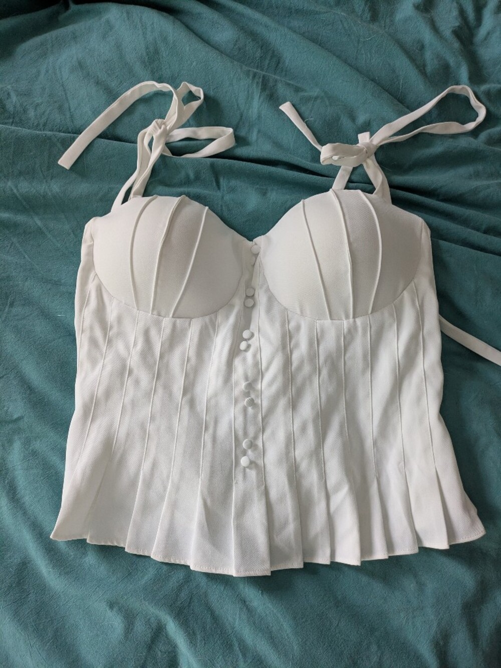 Fashion Nova "Brunch Date" Bustier Corset Size XL Pleated Tie Straps